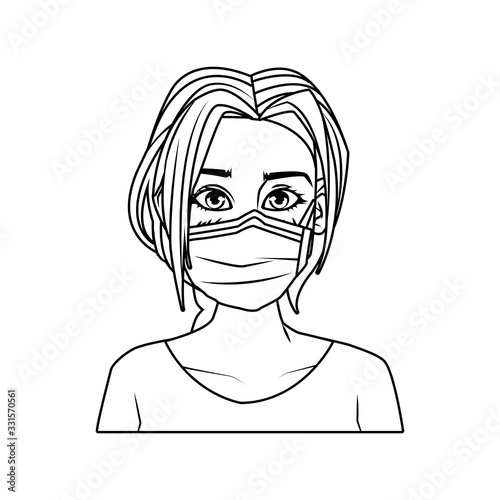young woman with mouth cap medical accessory