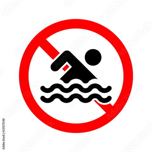 no swimming area forbidden sign logo