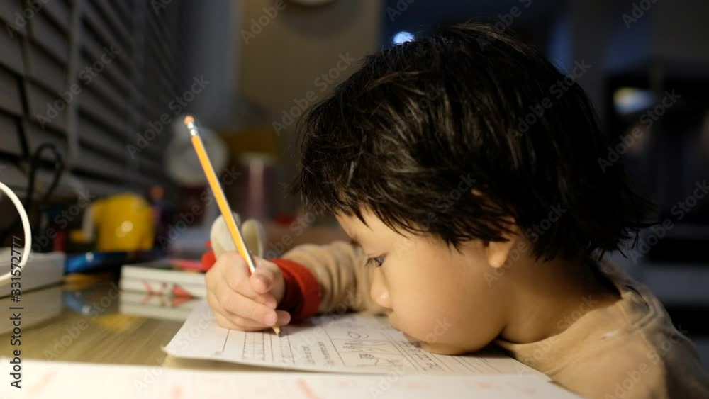 girl doing homework, kid writing paper, education concept, back to school girl doing homework, kid writing paper, education concept, back to school
