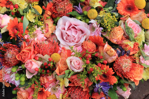 Bridal flowers in orange, yellow and pink