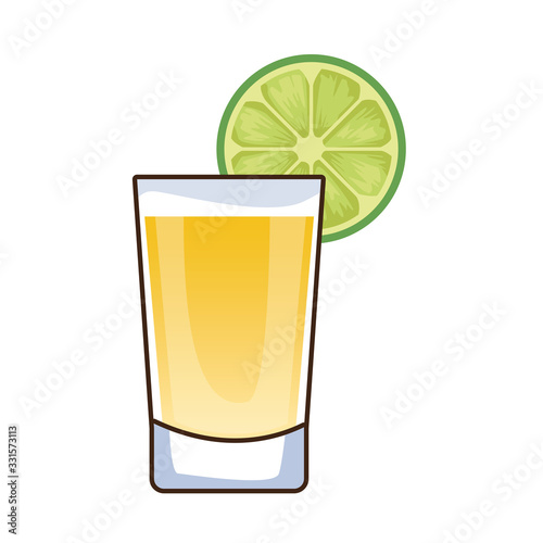 tequila drink cup with lemon fruit