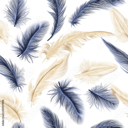 Seamless pattern with feathers. Vector illustration. EPS 10
