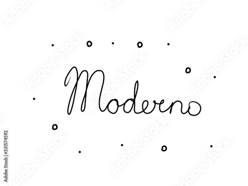 Moderno phrase handwritten with a calligraphy brush. Modern in italian. Isolated word black