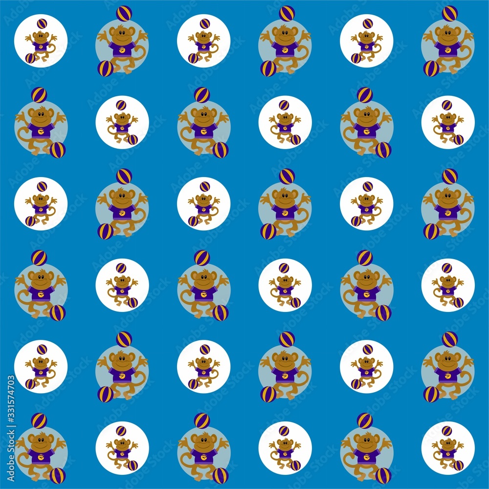 Monkeys Play Ball with Purple Clothes Cute Illustration, Cartoon Funny Character, Pattern Wallpaper Monkeys Play Ball with Purple Clothes Cute Illustration, Cartoon Funny Character, Pattern Wallpaper