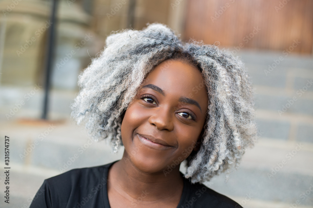 Moncton, New Brunswick, Canada June 19 2019 Young beautiful smiling black female. International student in Atlantic Canada Moncton, New Brunswick, Canada June 19 2019 Young beautiful smiling black female. International student in Atlantic Canada