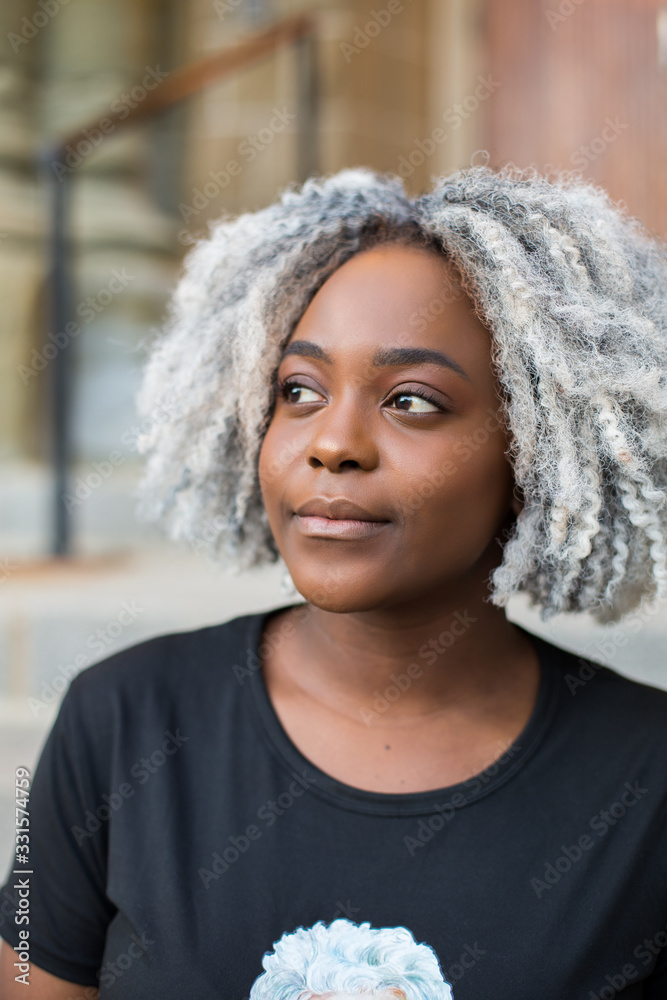 Moncton, New Brunswick, Canada June 19 2019 Young beautiful smiling black female. International student in Atlantic Canada Moncton, New Brunswick, Canada June 19 2019 Young beautiful smiling black female. International student in Atlantic Canada