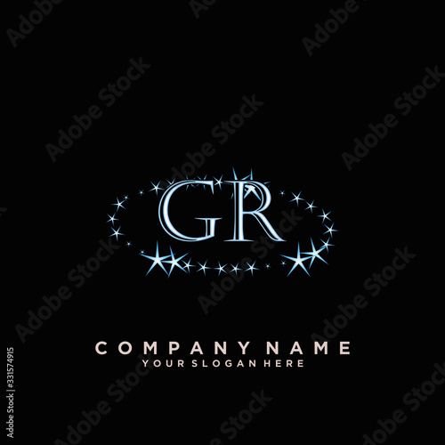 Initial Letter GR Logo With circle Template Vector