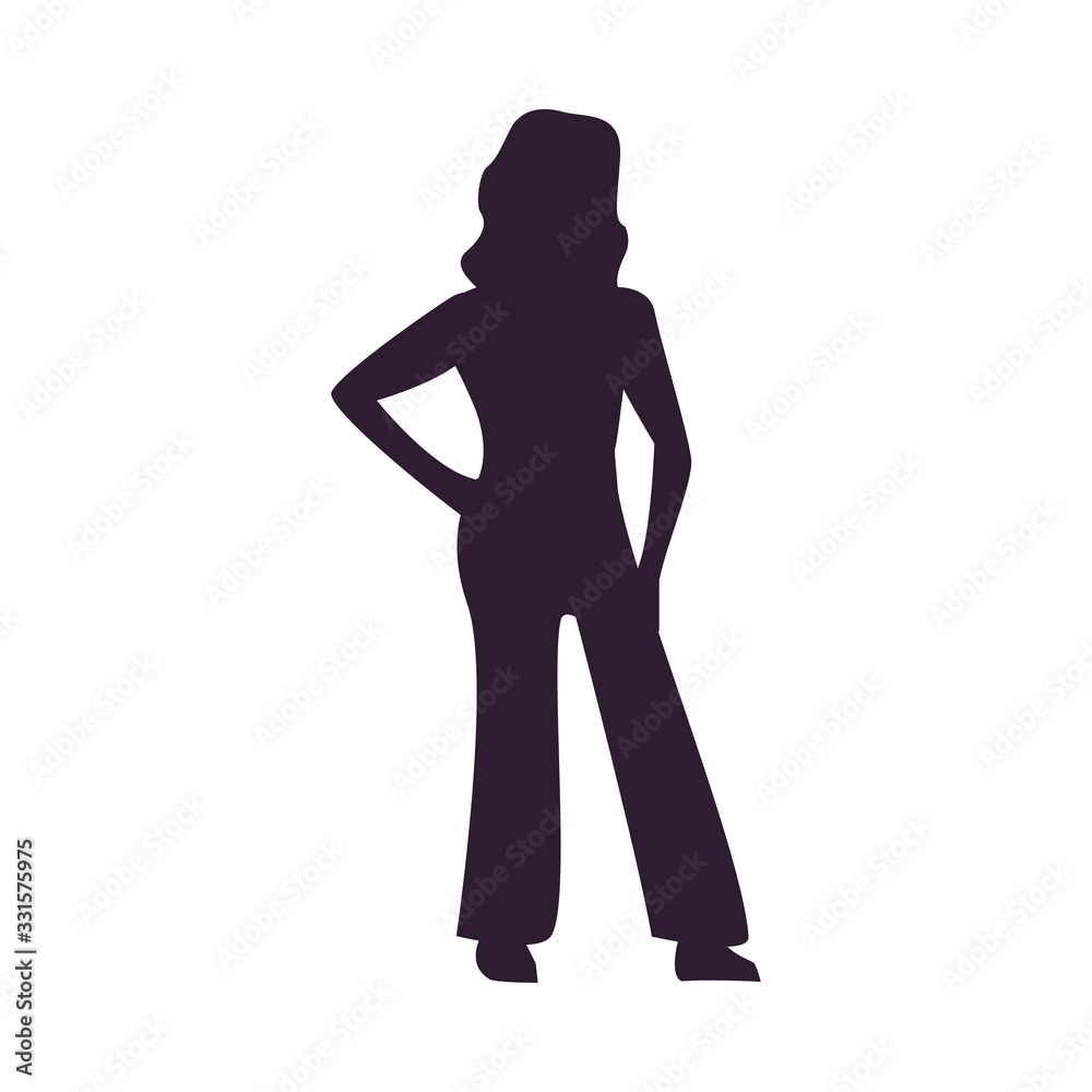 young sexy woman silhouette character