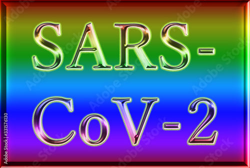 It is an illustration with the character string sars-cov-2. The background is also beautiful. photo