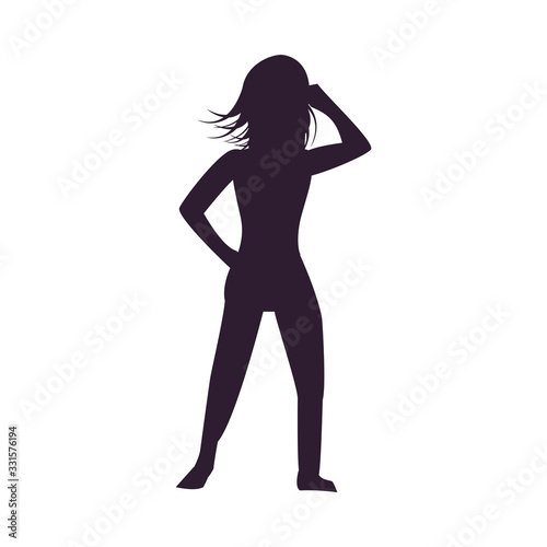 young sexy woman silhouette character