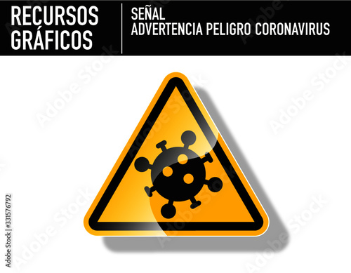 Señal de Peligro dibujo corona virus