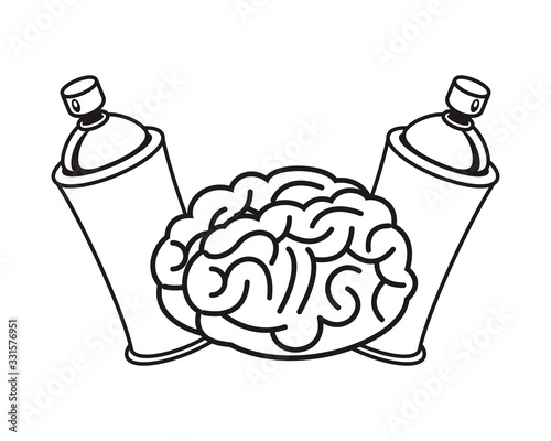 brain organ with spray paint bottles