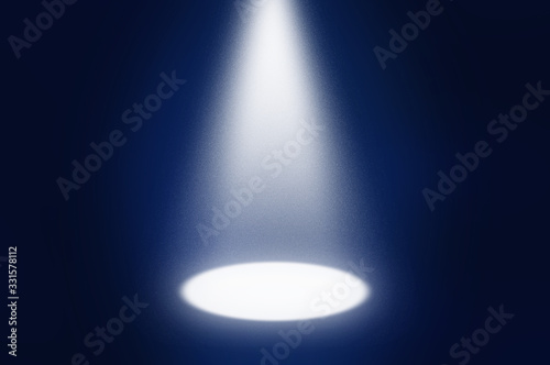 Spotlight illuminated scene stage. Stage light and blue lights on floor. Abstract background for display your product. 