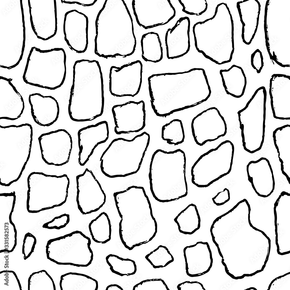 Stones handdrawn seamless black and white pattern. Vector illustration. Stones handdrawn seamless black and white pattern. Vector illustration.