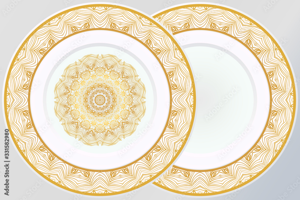 Set of Round Floral Mandala Ornament and frame. Vector Illustration. Isolated. Oriental Design Layout. Set of Round Floral Mandala Ornament and frame. Vector Illustration. Isolated. Oriental Design Layout.