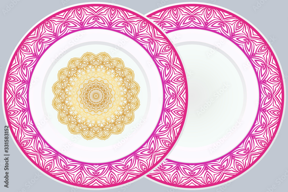 Set of two decorative round border and mandala ornament. Vector illustration. Set of two decorative round border and mandala ornament. Vector illustration.