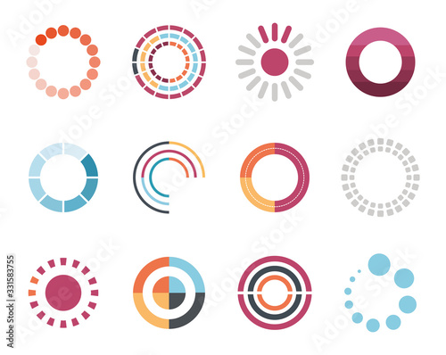 loading circles flat style icon set vector design