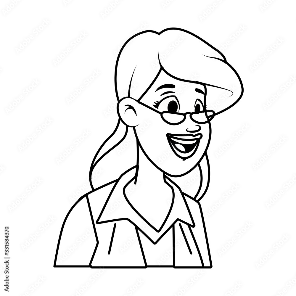 young woman with glasses avatar character young woman with glasses avatar character