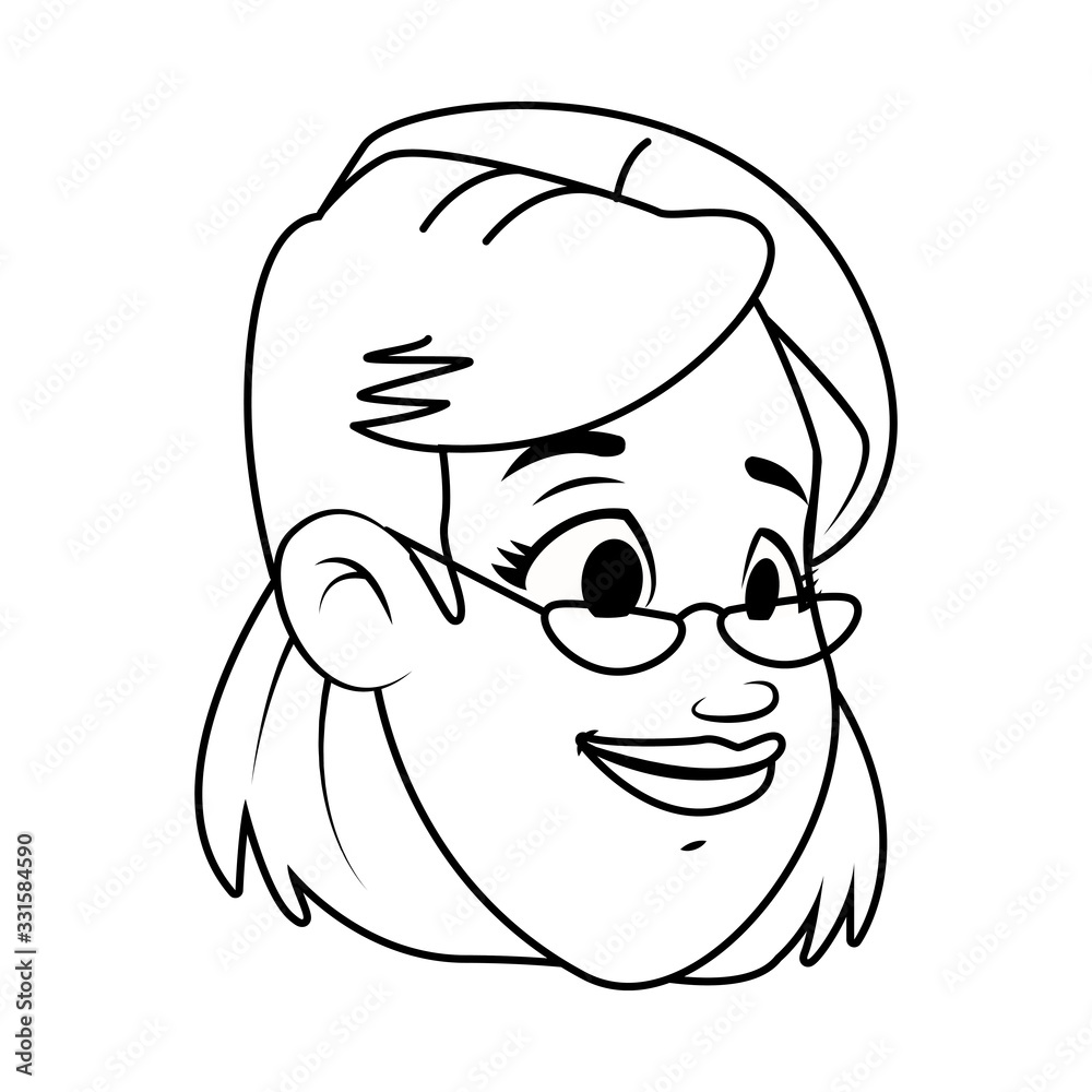 Fototapeta premium young woman head with glasses avatar character