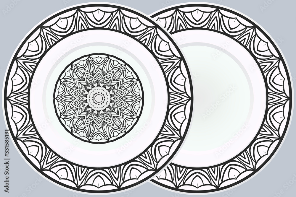 Set of two Decorative Ornament With Mandala and round frame. Home Decor Background. Illustration. For Coloring Book, Greeting Card, Invitation, Tattoo. Anti-Stress Therapy Pattern. Vector Set of two Decorative Ornament With Mandala and round frame. Home Decor Background. Illustration. For Coloring Book, Greeting Card, Invitation, Tattoo. Anti-Stress Therapy Pattern. Vector
