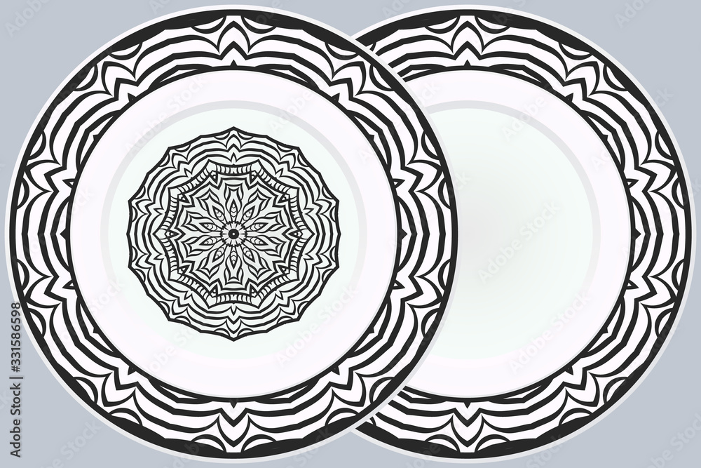 Set of two Decorative Ornament With Mandala and round frame. Home Decor Background. Illustration. For Coloring Book, Greeting Card, Invitation, Tattoo. Anti-Stress Therapy Pattern. Vector Set of two Decorative Ornament With Mandala and round frame. Home Decor Background. Illustration. For Coloring Book, Greeting Card, Invitation, Tattoo. Anti-Stress Therapy Pattern. Vector