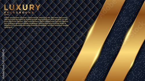 luxury 3d dark blue abstract background with gold lines and dots. overlapping layers. isolated on textuted background. Eps 10 photo