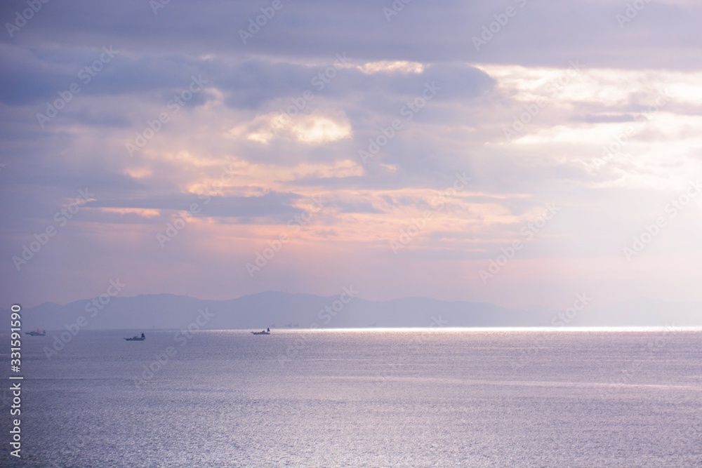 A view of the coast in the morning.