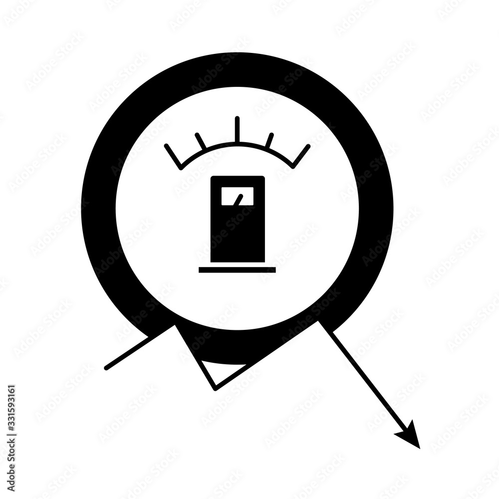 gasoline gauge with arrow down flat style