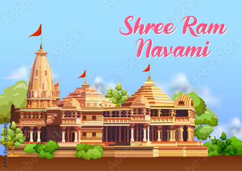 illustration of Shree Ram Navami celebration background for religious holiday of India