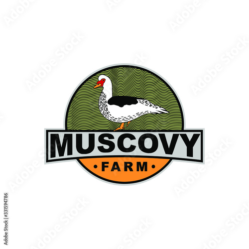 muscovy farm badge circle vector logo design photo