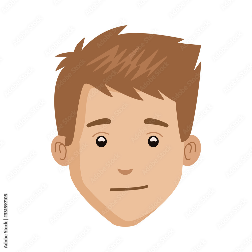 young man head character icon