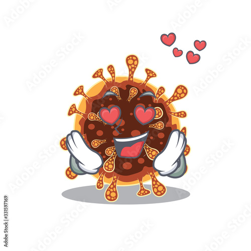 cute gamma coronavirus cartoon character showing a falling in love face