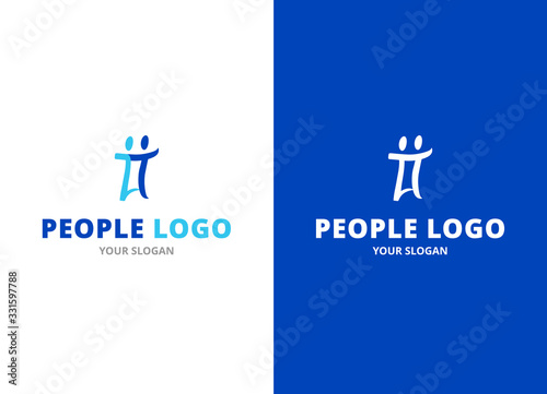 People logo. Vector logo design template. Concept for social network, partnership, teamwork, creativity, friendship, business cooperation, sport team.