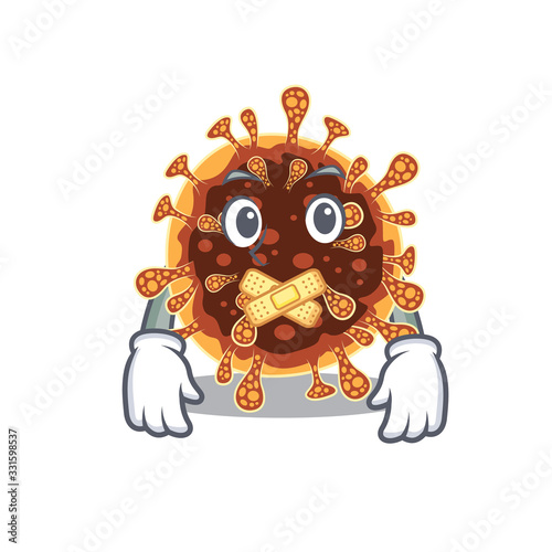 Gamma coronavirus mascot cartoon character design with silent gesture
