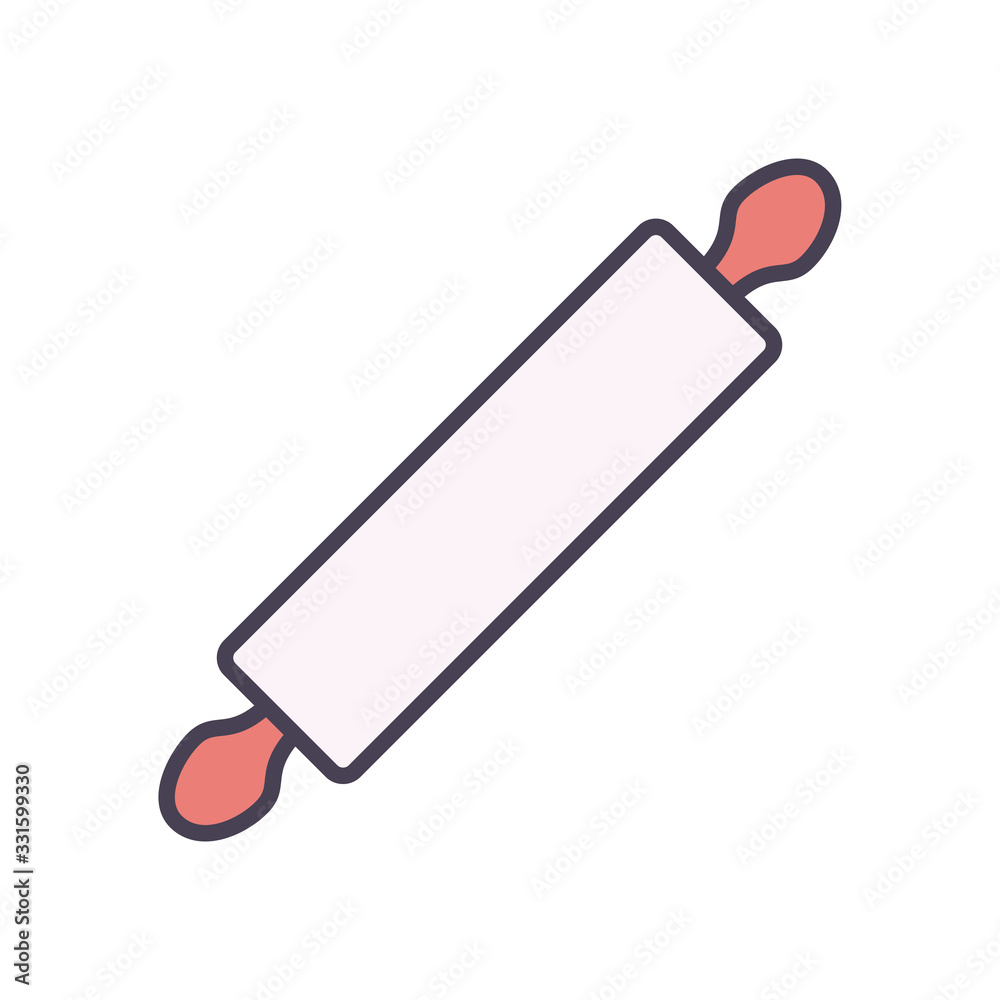 Isolated rolling pin line and fill style icon vector design Isolated rolling pin line and fill style icon vector design