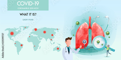 Coronavirus 2019-ncov and virus background with disease cells. covid-19 corona virus outbreaking and pandemic medical health risk concept Premium Vector