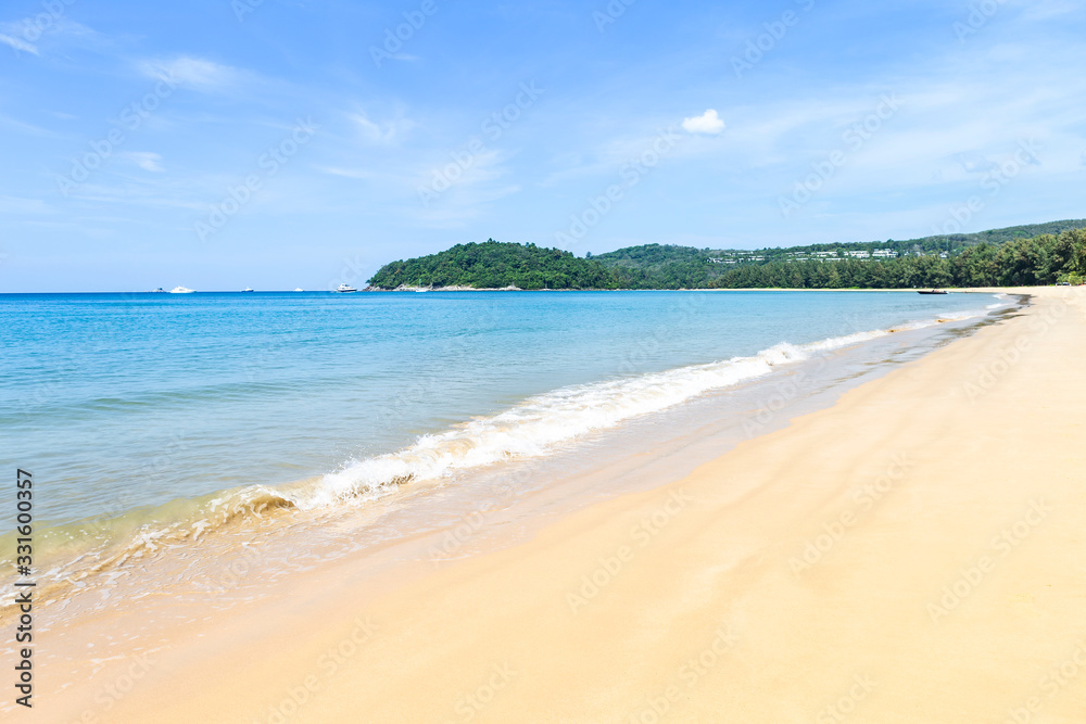 Empty beach in south of Thailand, paradise island, holiday and vacation destination in Asia, summer outdoor day light