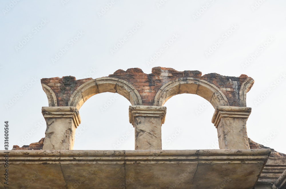 A brick stone arch or structure. Space for text A brick stone arch or structure. Space for text