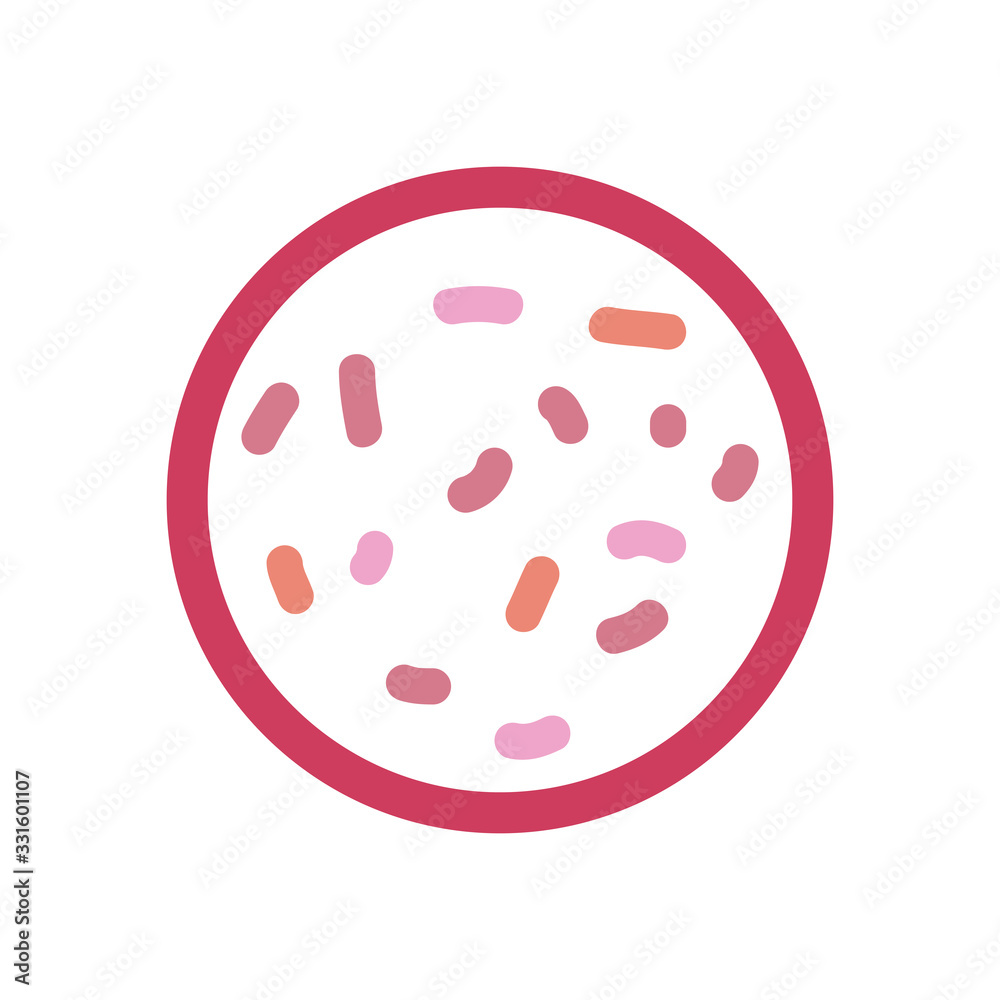 Fototapeta premium petri dish with virus germs icon, flat style