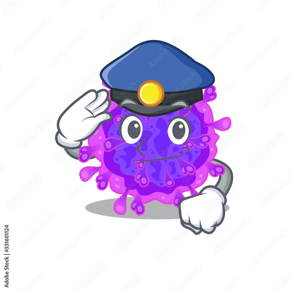 A picture of alpha coronavirus performed as a Police officer