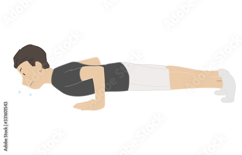 人物素材：男性、トレーニング、腕立て伏せ