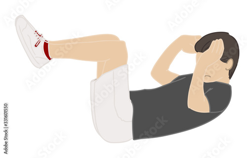 人物素材：男性、トレーニング、腹筋運動