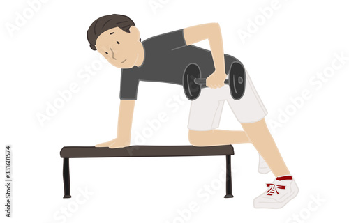 人物素材：男性、トレーニング、ダンベルトレーニング