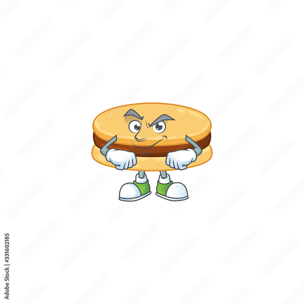 An icon of brown alfajor mascot design with confident gesture An icon of brown alfajor mascot design with confident gesture