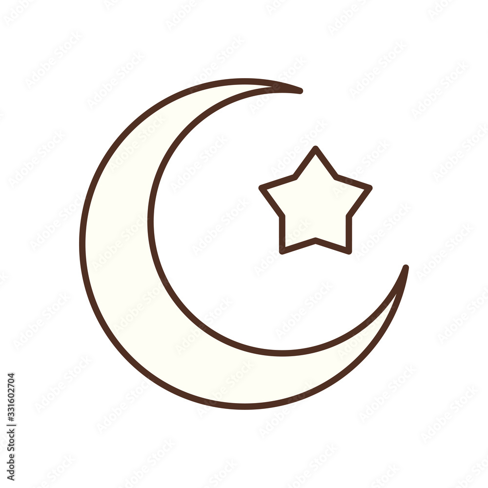 Ramadan moon and star line style icon vector design Ramadan moon and star line style icon vector design