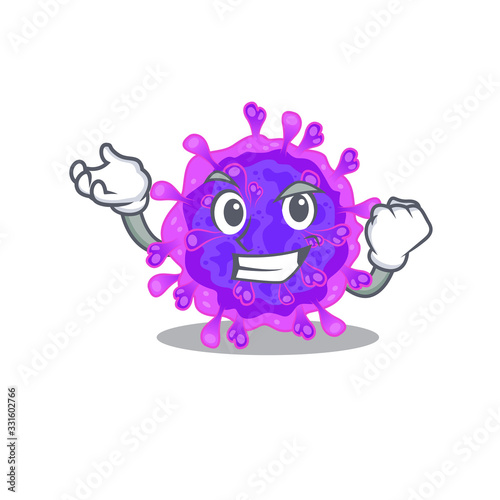 alpha coronavirus cartoon character style with happy face © kongvector