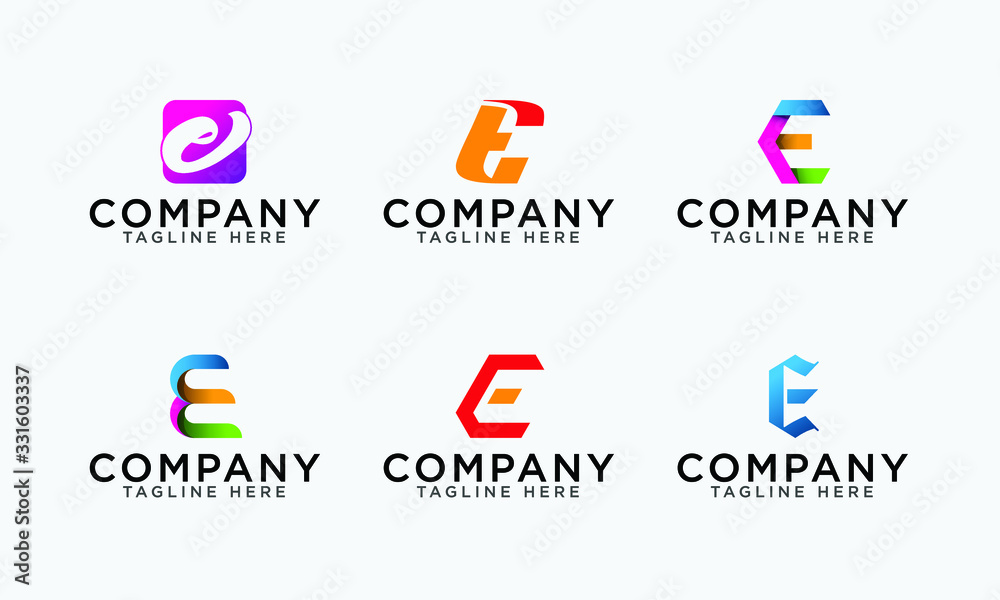 Letter E logo set vector letter logo set template