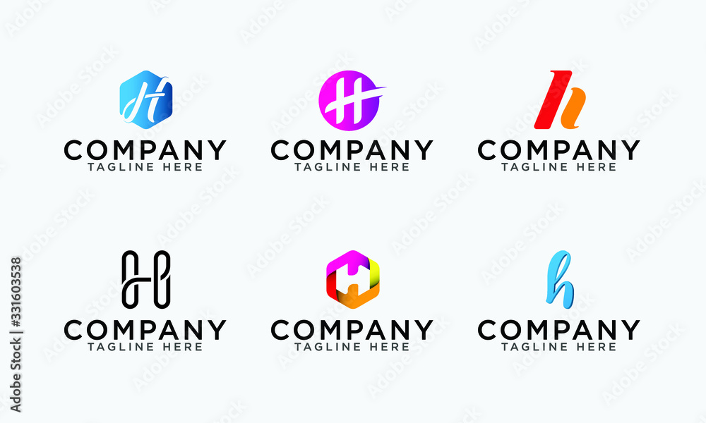 Letter H logo set vector letter logo set template