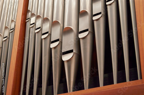 Foto Pipe organ, pipe part close up