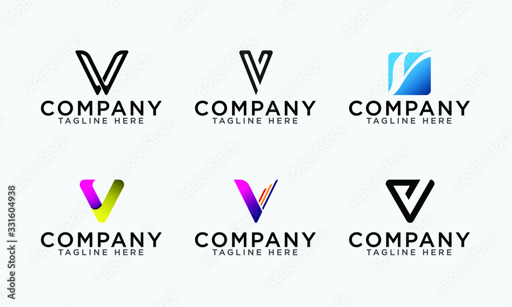 Letter V logo set abstract vector letter V logo set template Letter V logo set abstract vector letter V logo set template